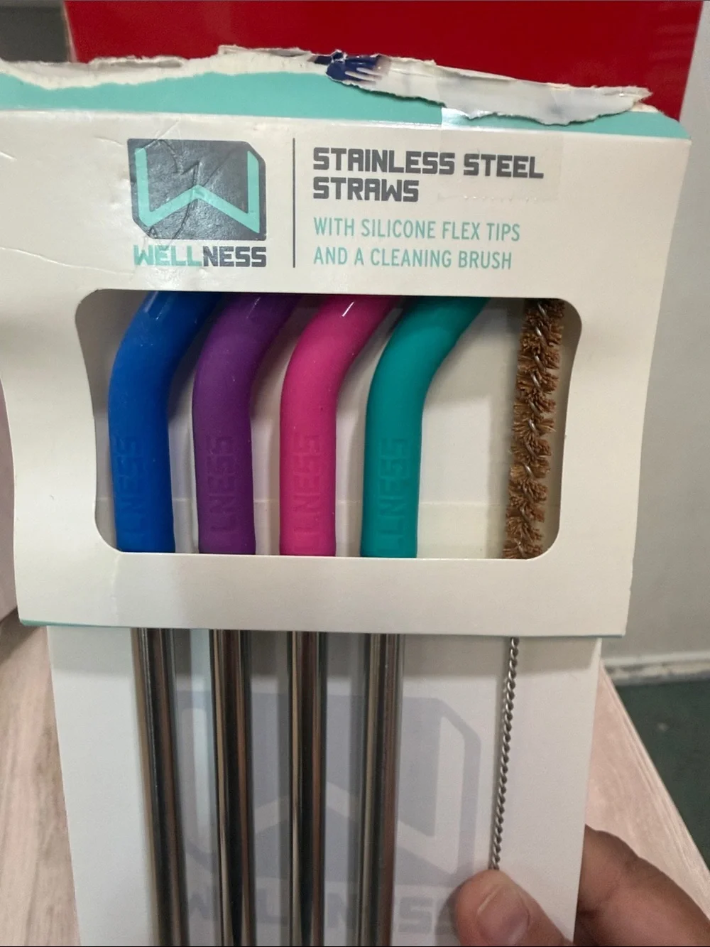 Wellness Stainless Steel Reusable Straws with Silicone Tips - Multicolor